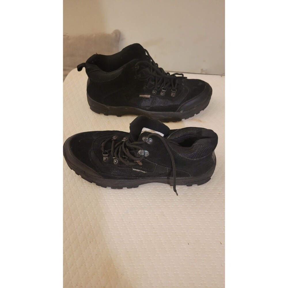 Backwoods Men's Waterproof Hiking Boots Black Leather Trail Shoes Size 11.5